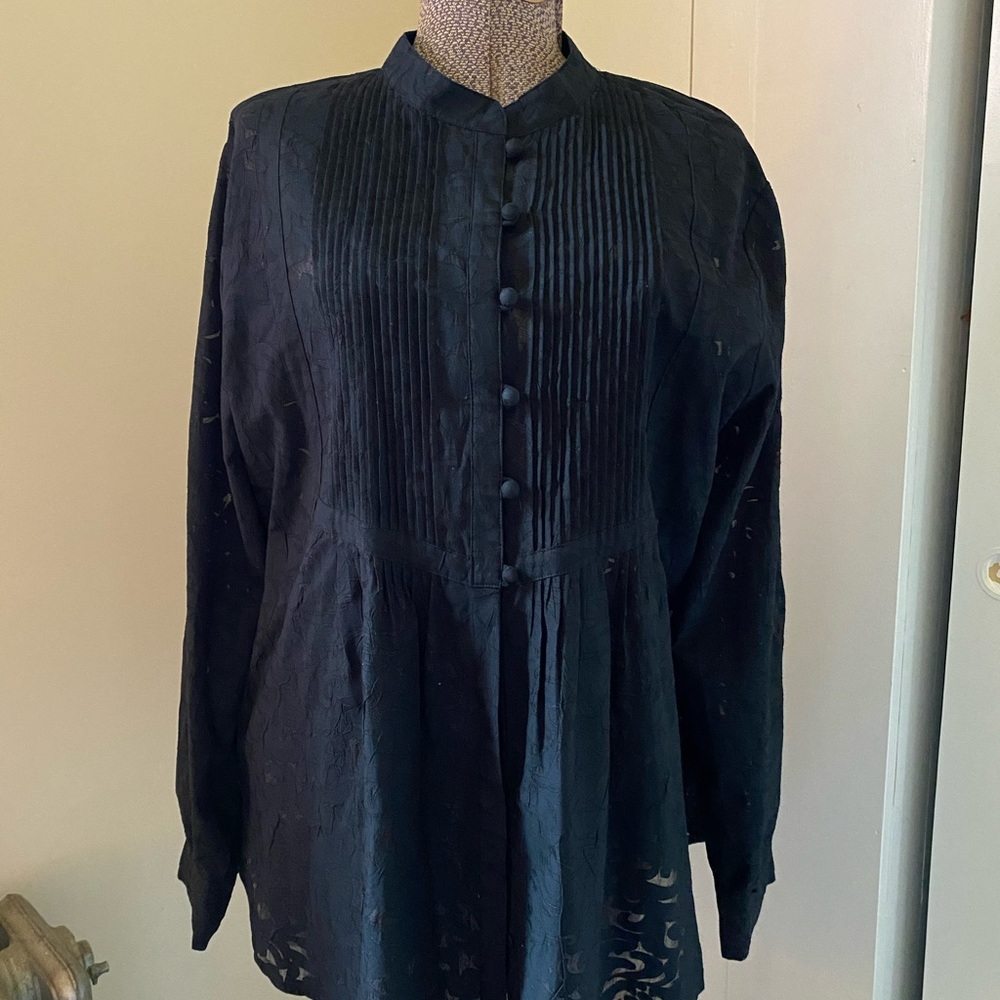 Burn-out Tunic with covered black buttons.